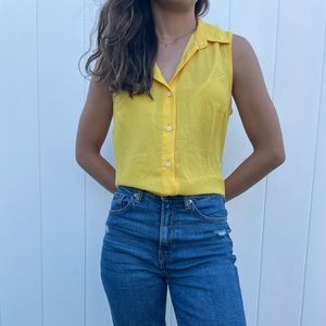 Banana Republic Yellow Polkadot Button Down Tank
